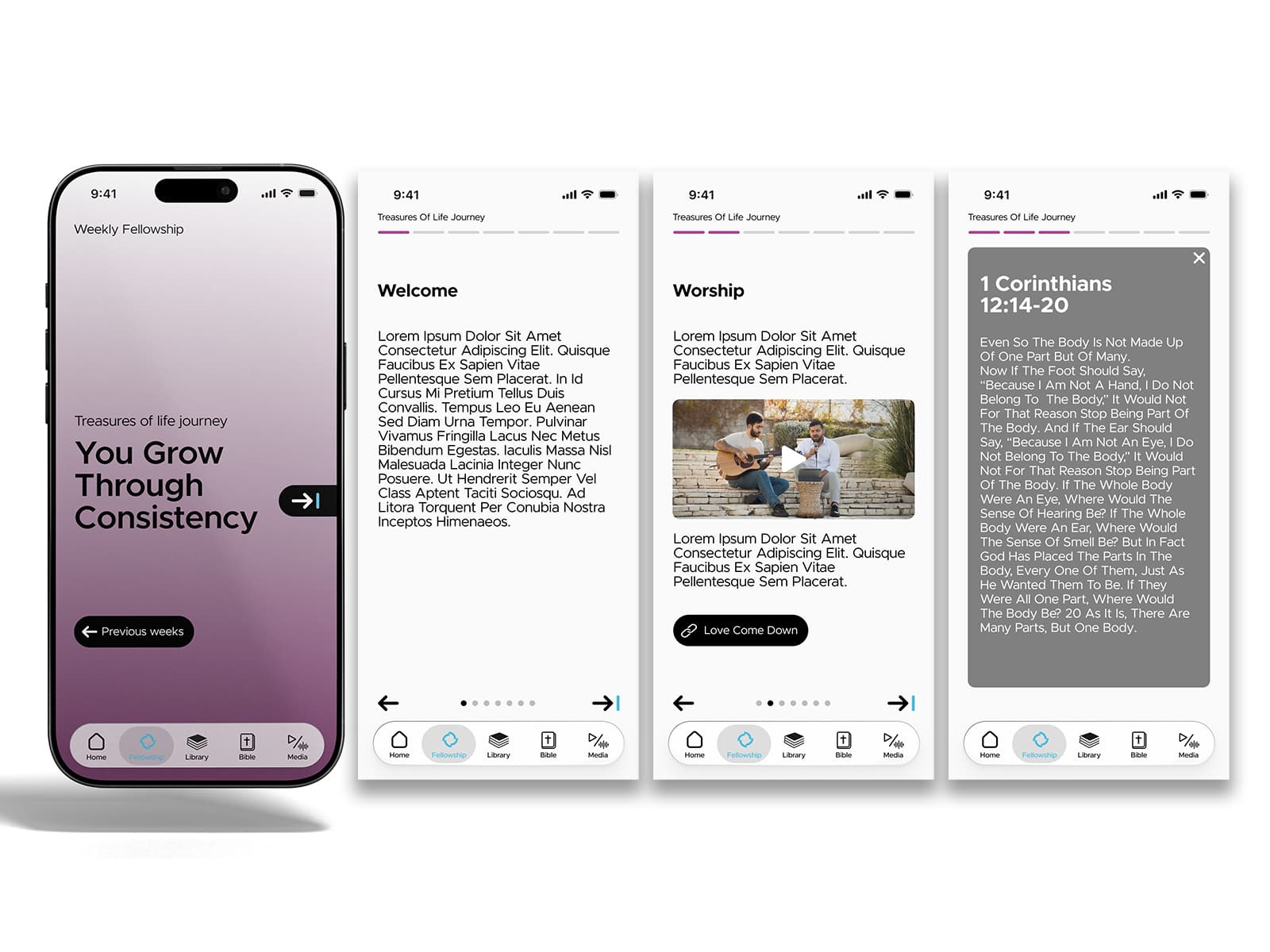 Kalameh weekly fellowship app design