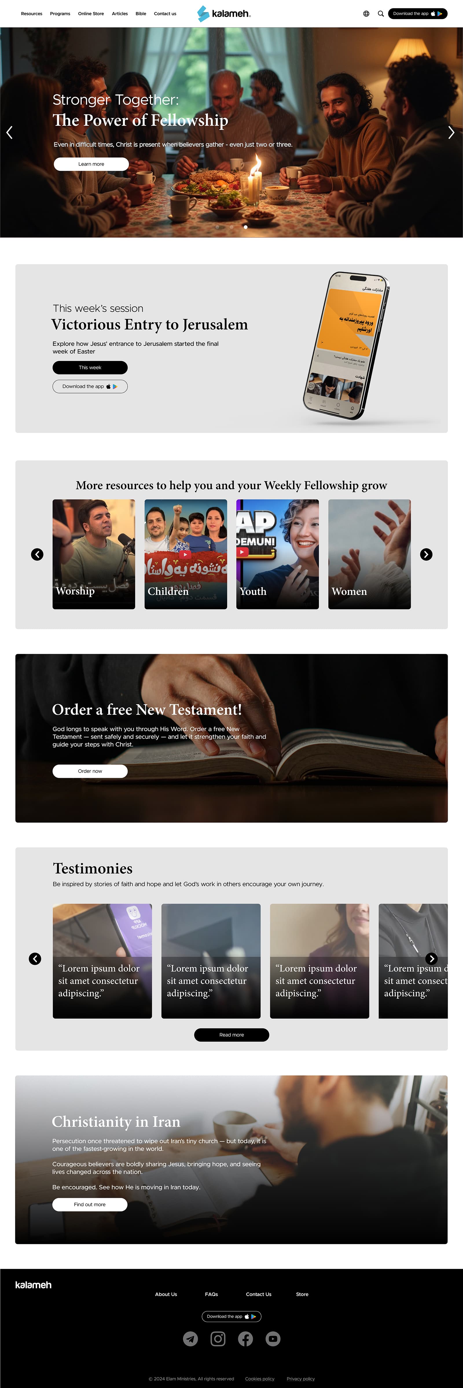 Kalameh homepage full design