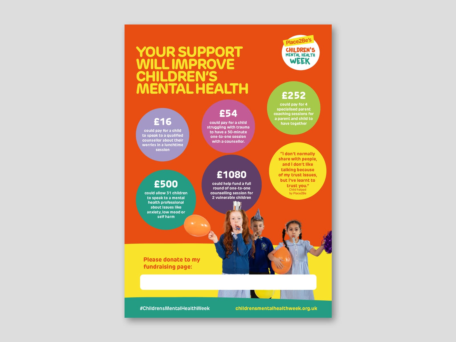 Children's Mental Health Week fundraising target poster